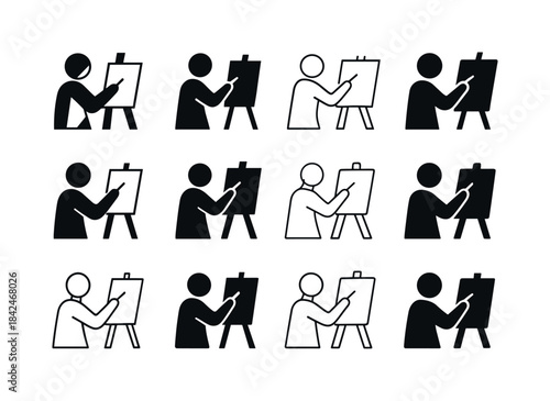 Diverse Artist Logos. Creator. Icon set. Set Logo of Creator: pe