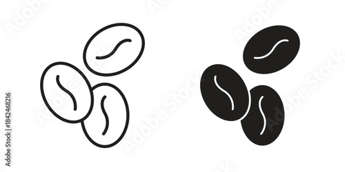 Coffee Bean icons collection. Thin linear and black flat icons