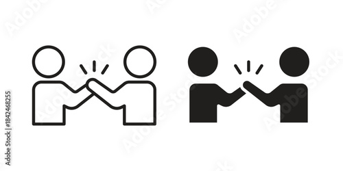 Collaboration icons collection. Thin linear and black flat icons