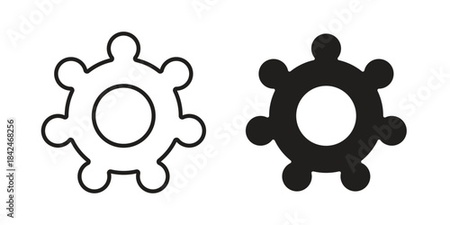 Cogwheel icons collection. Thin linear and black flat icons