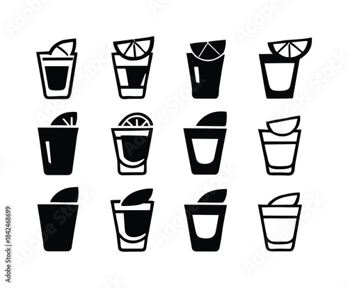 Spirits Logo Icons. spirits on display in a bar. Icon set. Set L