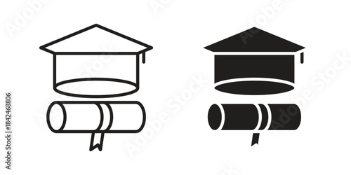 Degree icons collection. Thin linear and black flat icons
