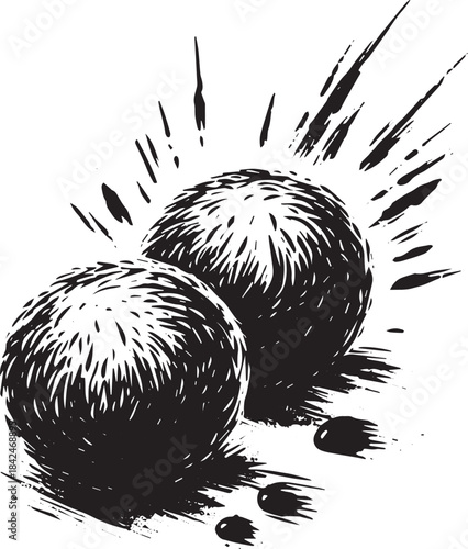 Ink-Style Hushpuppy Duo Illustration: Simple logo with fried foo