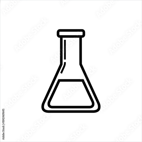 Flask in a flat design on a white background for laboratory use and scientific experimentation