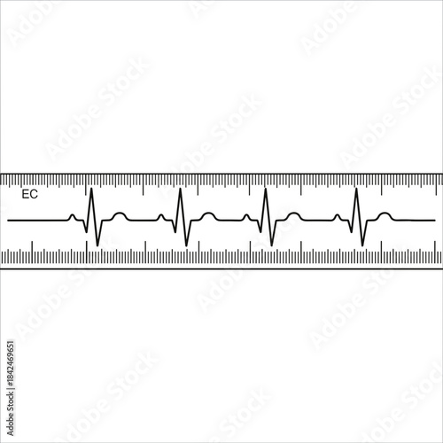 ECG tape in a flat design on a white background for cardiac monitoring and medical analysis