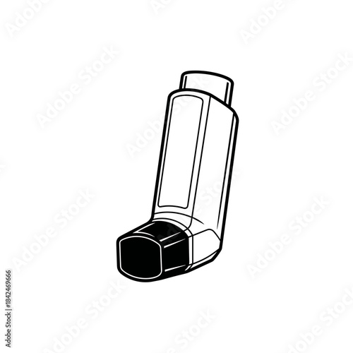 Inhaler in a flat design on a white background for asthma management and respiratory health