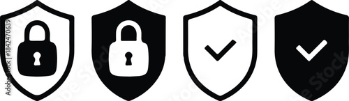 four shied icons set vector illustration safety sign symbol 