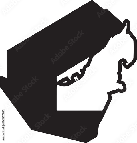 United Arab Emirates map outline black and white silhouette