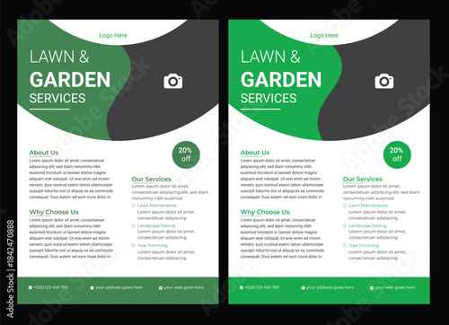 lawn care garden or landscaping service flyer template leaflet, poster, advertise, reports, brochure cover design And flyer Template,  lawn & garden flyer design template landscaping services Tree and