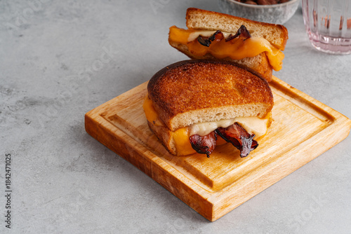 Grilled cheese sandwich with bacon