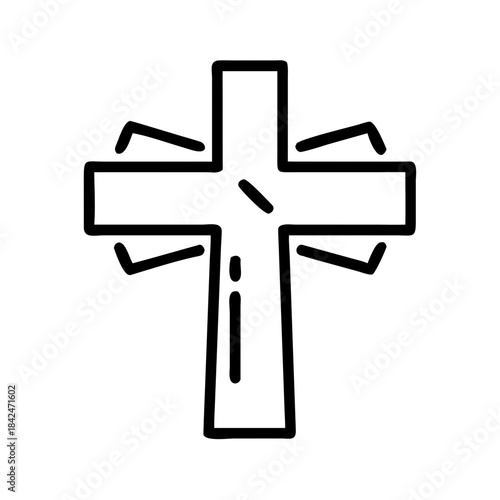 Simple line drawing of a religious cross symbol  