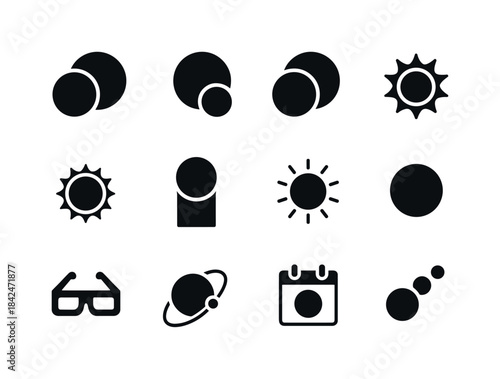 Eclipse Icon Set. Eclipse. Solid icon set of Eclipse: solar ecli