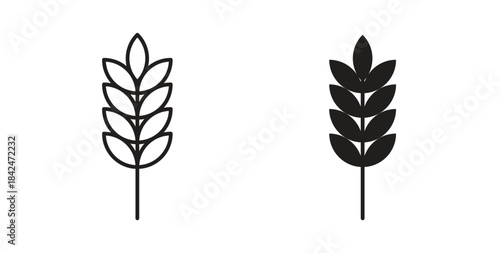 Wheat icon with line and silhouette versions.