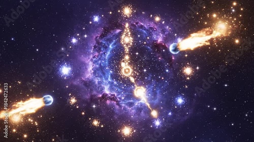 Cosmic timepiece strikes doomsday with blazing planetary comets