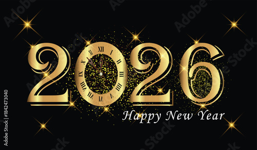 New Year wish 2026. happy new year Greeting template Premium Vector illustration 2026.  