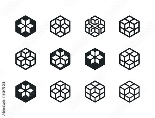 Decorative Wall Icons. Decorative Wall Panel. Icon set. Set Logo