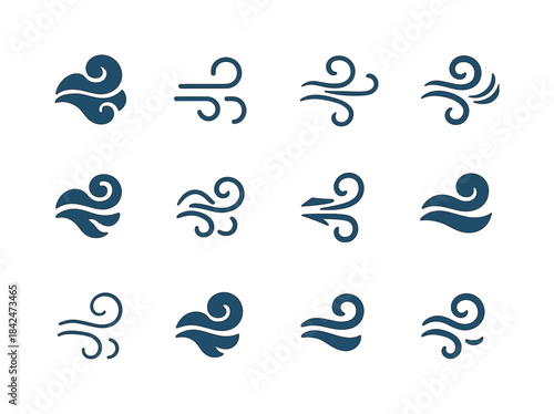 Chilly Breeze Icons. Chilly Morning Breeze. Icon set. Set Logo o