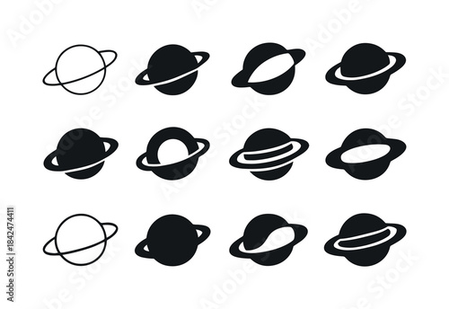 Saturn Logo Variations. Saturn. Icon set. Set Logo of Saturn: Sa