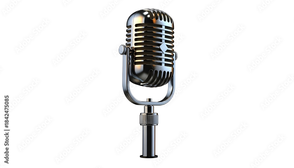 Fototapeta premium Classic Silver Retro Microphone on Stand