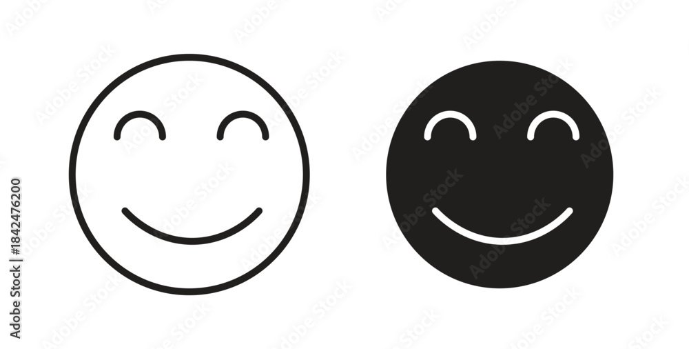 Fototapeta premium Smile icon glyph and line set thin line symbol concept.