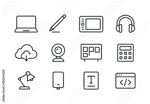 Freelance Tools Icons. Freelance Tools. Line icon set of Freelan