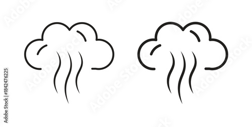 Smoke icon glyph and line set thin line symbol concept.