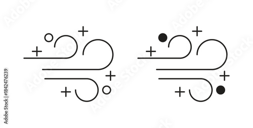 Snow blowing icon glyph and line set thin line symbol concept.
