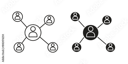 Social network icon glyph and line set thin line symbol concept.
