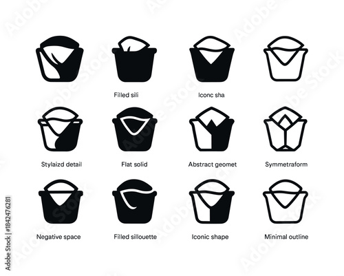 Coffee Filter Logos. Used Coffee Filter. Icon set. Set Logo of U