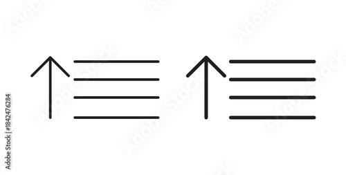 Sort amount up icon glyph and line set thin line symbol concept.