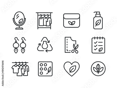 Green Lifestyle Icons. Green fashion lifestyle. Line icon set of
