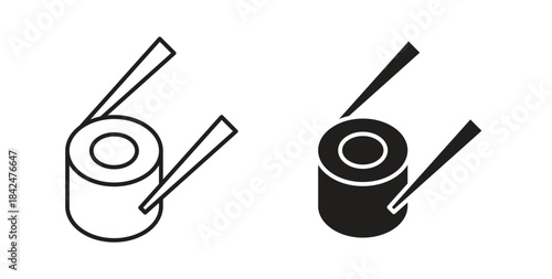 Sushi icon glyph and line set thin line symbol concept.