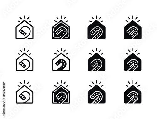 Home Lighting Icons. Home lighting and ambient lighting. Icon se