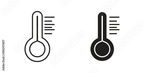 Temperature icon glyph and line set thin line symbol concept.