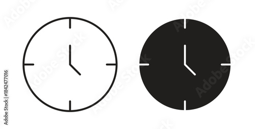 Time clock icon glyph and line set thin line symbol concept.