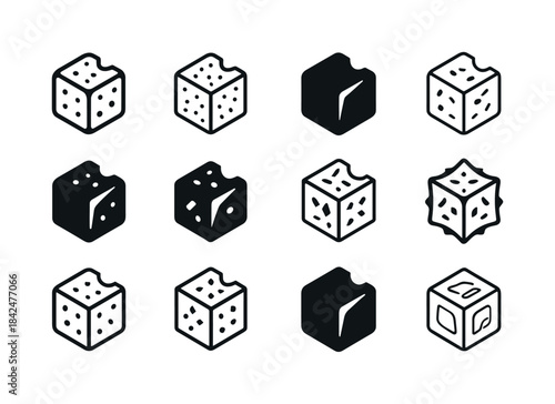 Alternative Protein Logos. Alternative protein snacks. Icon set.