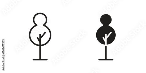 Tree free icon glyph and line set thin line symbol concept.