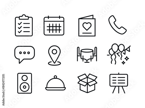 Event Preparation Icons. Event preparation. Line icon set of Eve