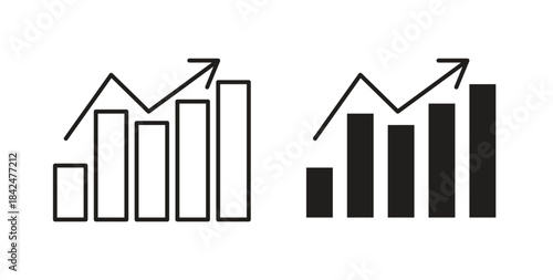 Trend Arrow icon glyph and line set thin line symbol concept.