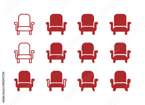 Red Velvet Logo Icons. Red velvet seats. Icon set. Set Logo of r