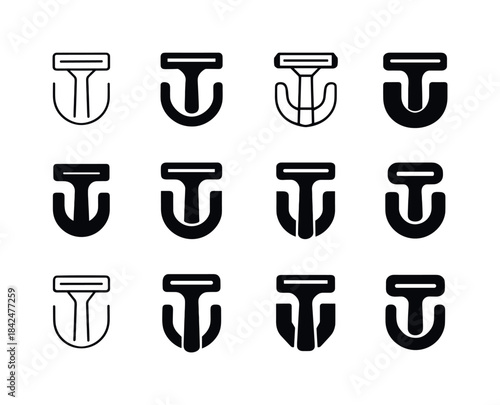 Razor Holder Icons. Razor holder. Icon set. Set Logo of razor ho