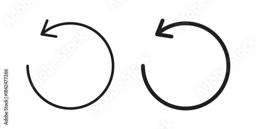 Undo icon glyph and line set thin line symbol concept.