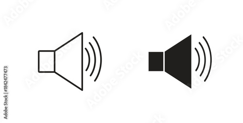 Volume icon glyph and line set thin line symbol concept.