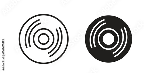 Vinyl icon glyph and line set thin line symbol concept.