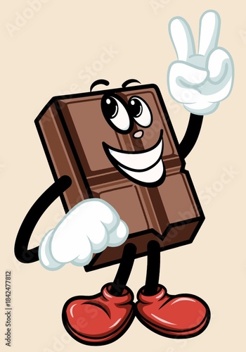 Cartoon Character chocolate with fingers peace 