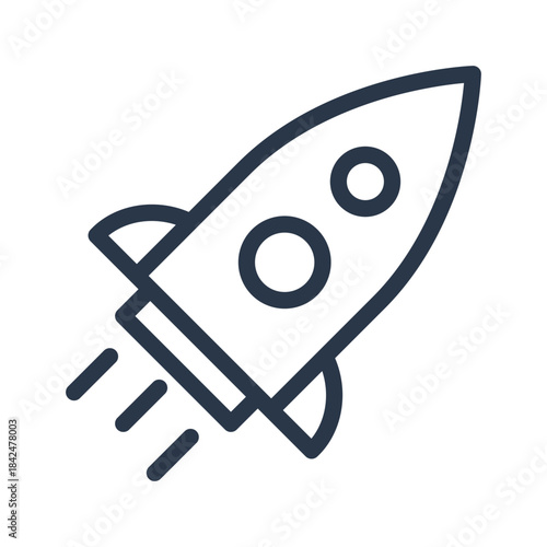 Rocket Launch Icon Outline. Startup Project Boost Symbol