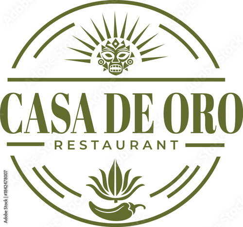 Casa de Oro Restaurant Logo with Cultural Symbolism