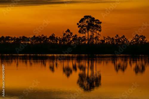 sunset over the lake