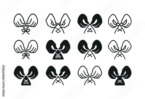 Shoelace Logo Variations. Tying shoelaces. Icon set. Set Logo of