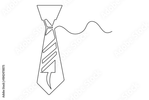 Single line art illustration of a formal tie continuous outline